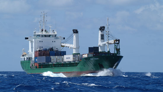 Cargo croisé en mer.