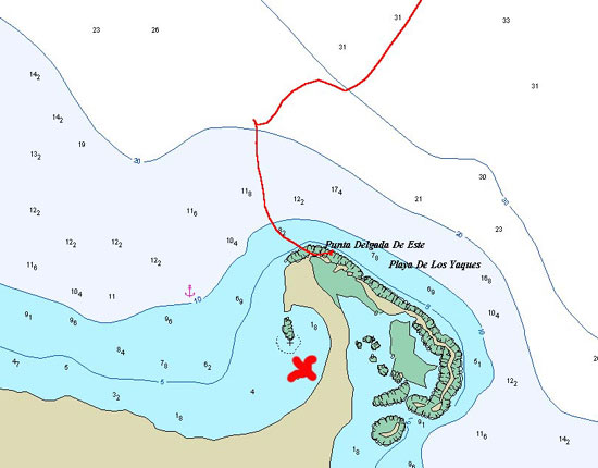 Carte mouillage Tortuga avec trace